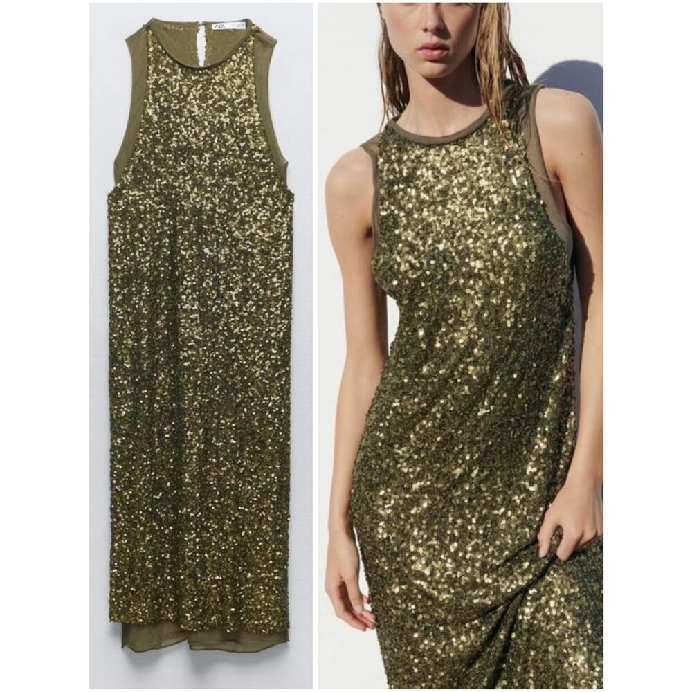 ZARA SEQUIN MIDI DRESS
GREEN